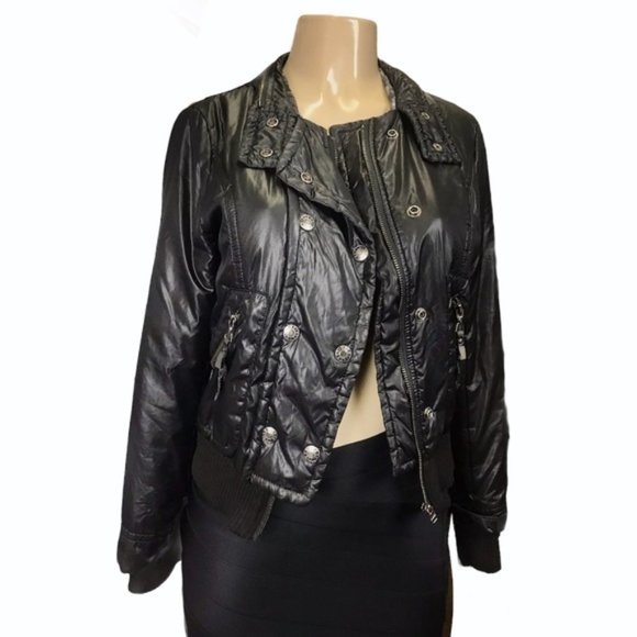 Guess Women's Black Moto Polyester Fit Jackets - Picture 1 of 5